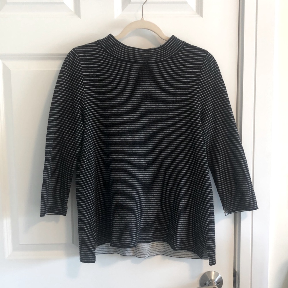 ❌ SOLD // LOFT Mock Neck Striped Sweater
